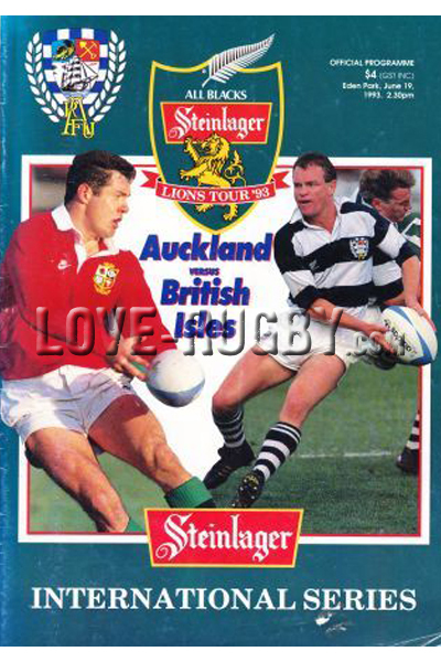 1993 Auckland v British Lions  Rugby Programme